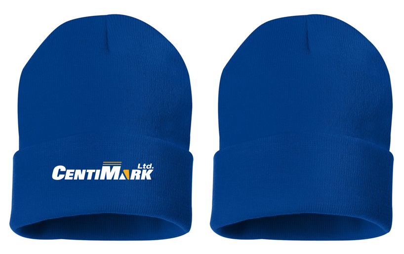 Royal blue toque with CentiMark LTD. logo.