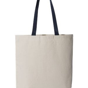 Q-Tees - 11L Canvas Tote with Contrast-Color Handles